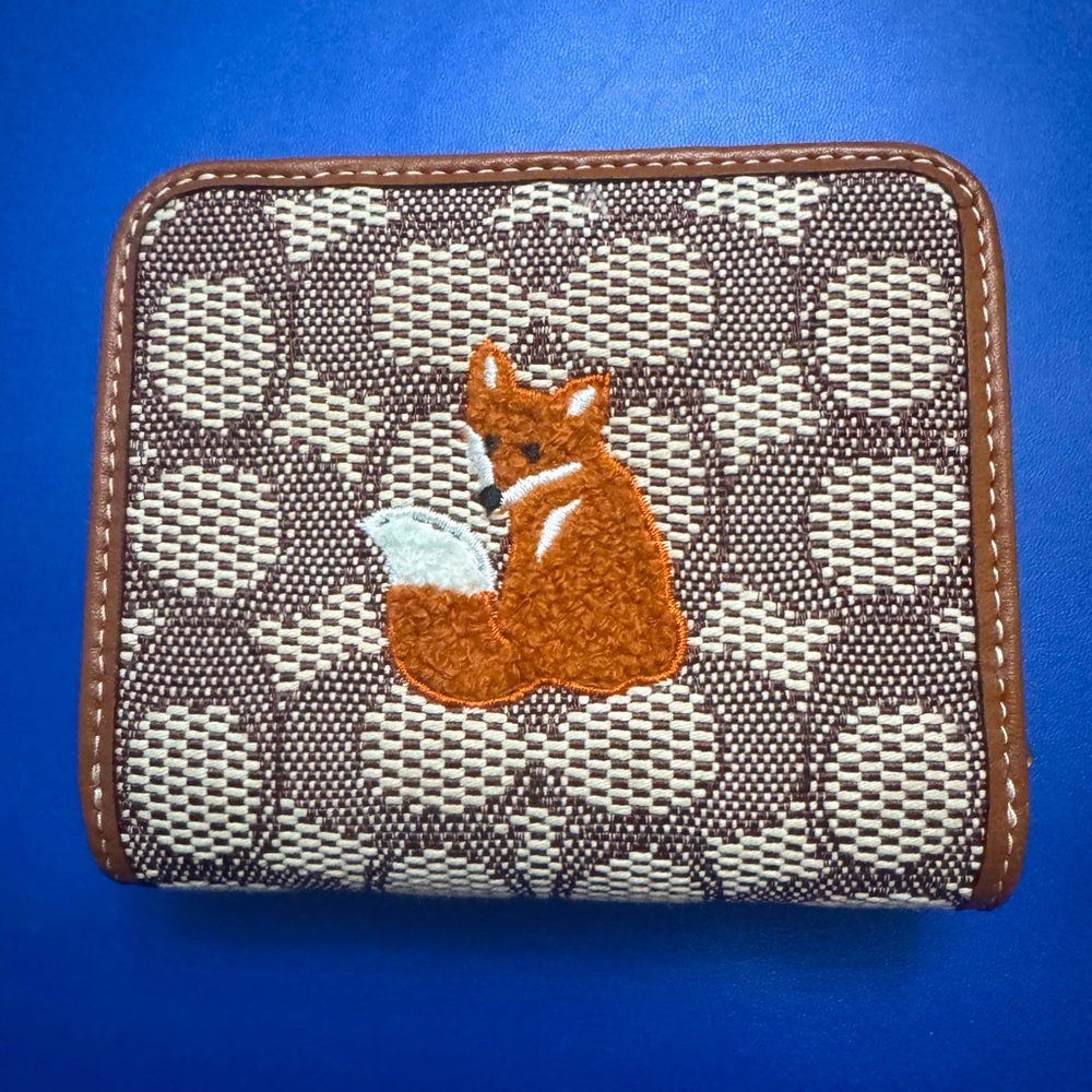 Billfold Wallet In Signature Textile Jacquard With Fox Motif by Coach